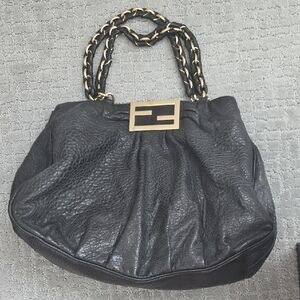 Fendi Black Leather Tote Bag